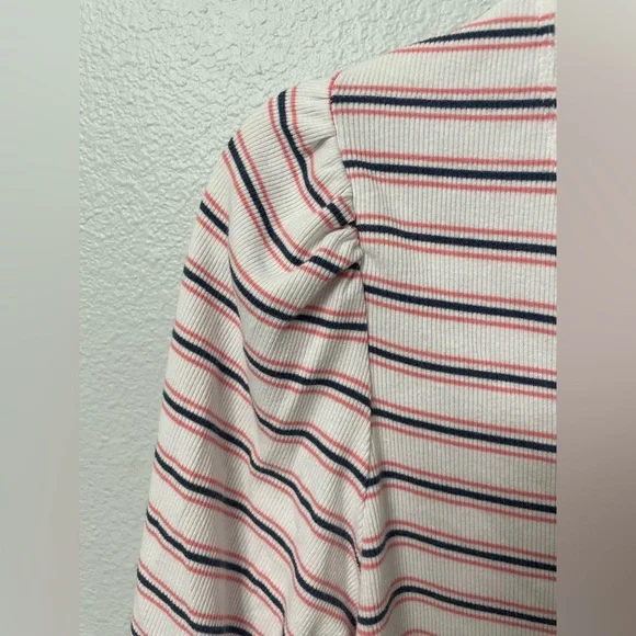 Gap Stripe Henley Puff Sleeve Top Size XXL - Picture 5 of 12